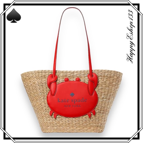 kate spade Handbags - ♠️kate spade Pinch Me Crab Large Natural Straw Tote